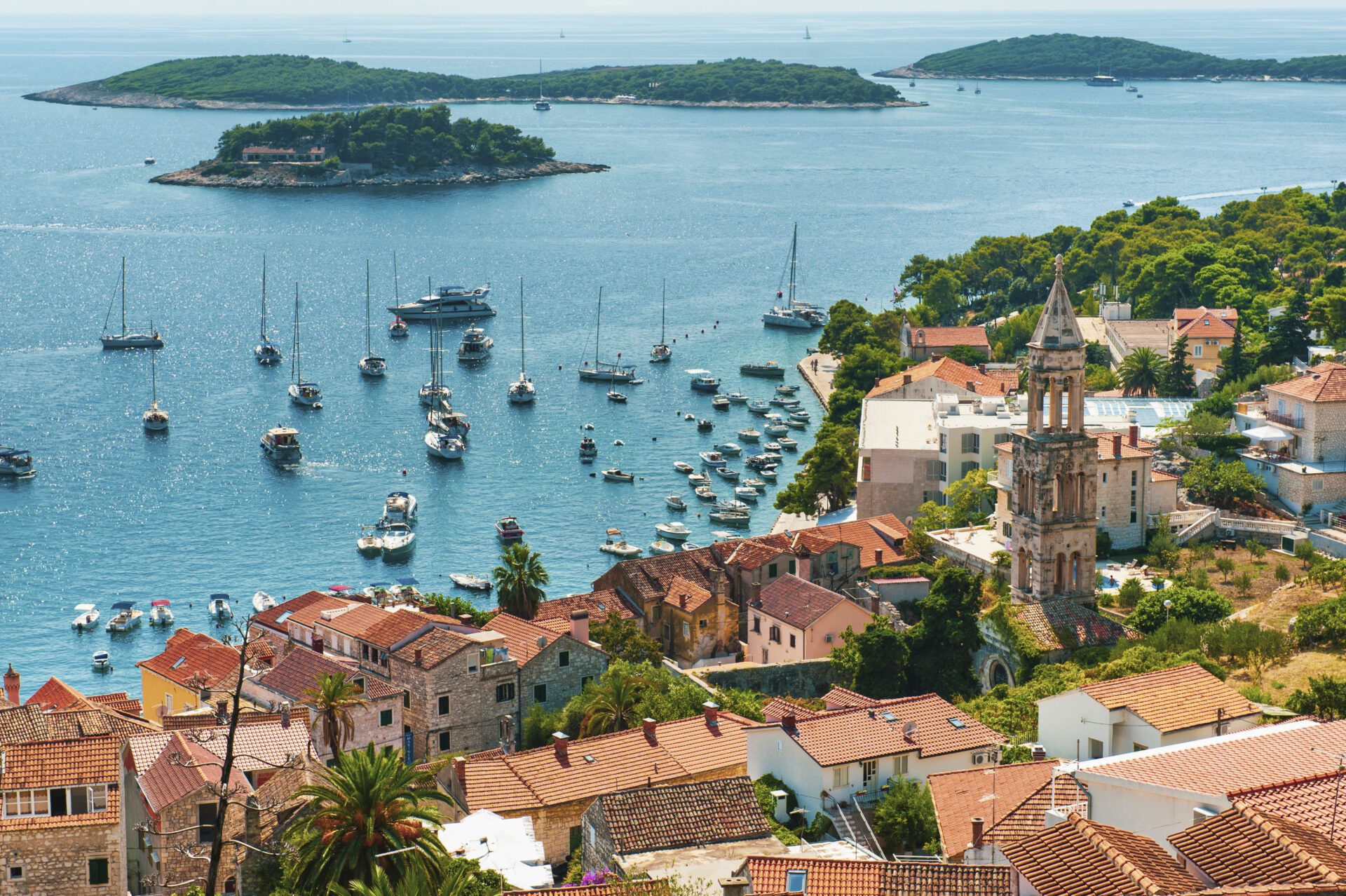 Photo of a church bell tower, Hvar Town, Hvar Island, Croatia